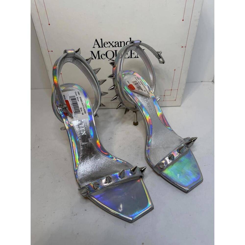 Alexander McQueen Studded Holographic Heels Women’s SZ 36 Store Display